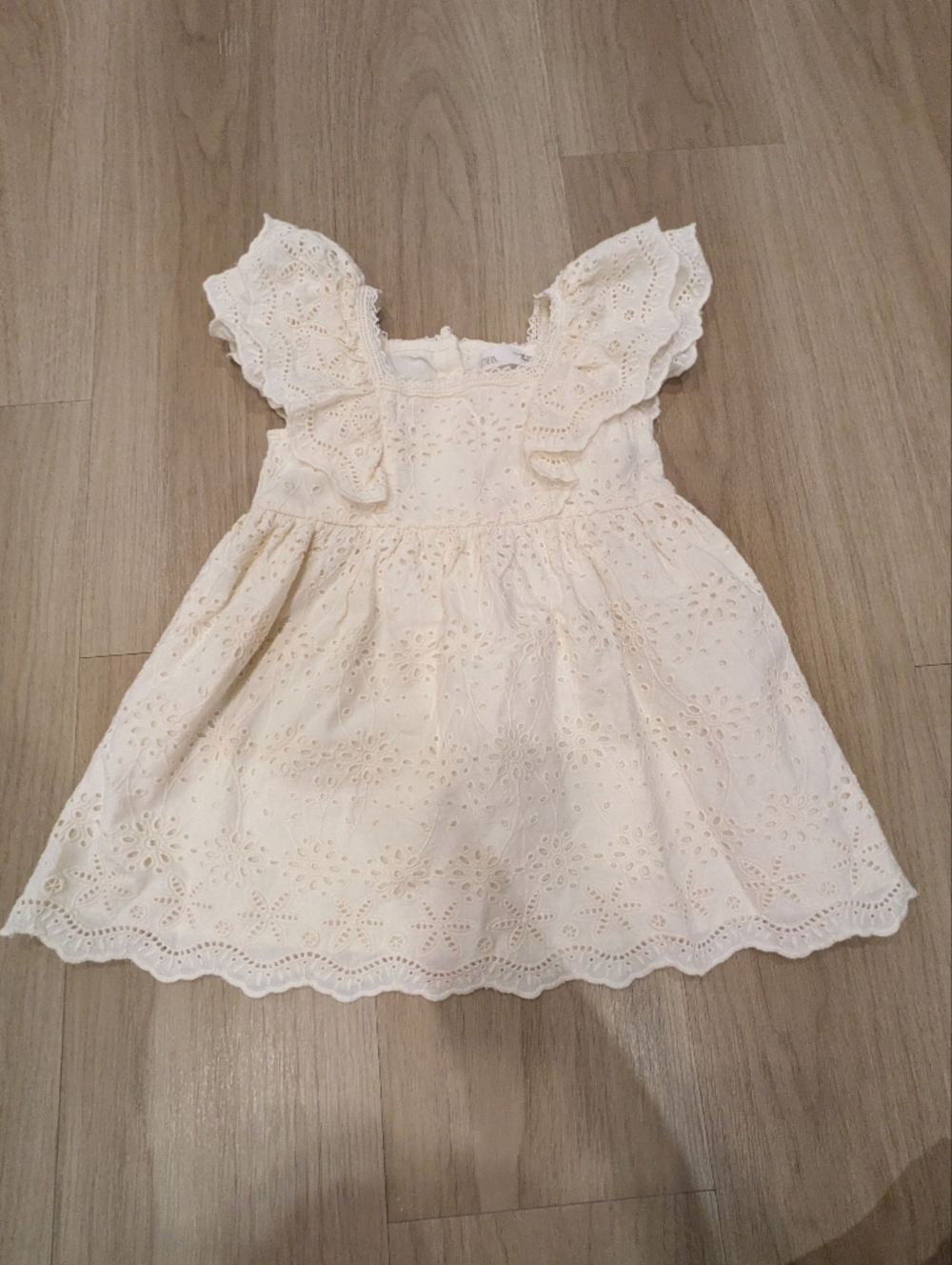 Zara Cream Baby Dress Eyelet 18-24